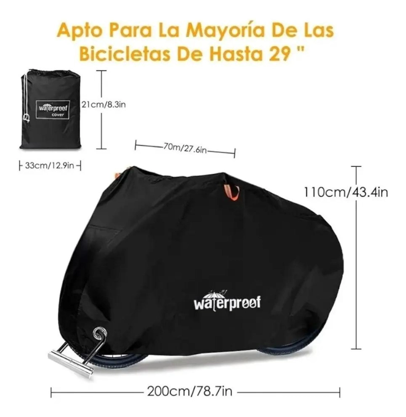 FUNDA IMPERMEABLE PARA BICICLETA 110X200CM - 3