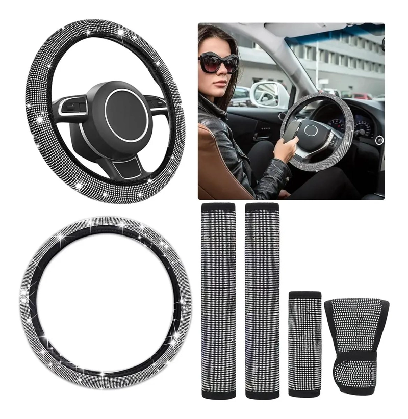 FUNDA VOLANTE DIAMANTE 5 PIEZAS PARA COCHE - 1