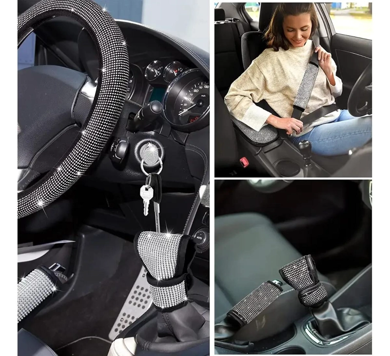 FUNDA VOLANTE DIAMANTE 5 PIEZAS PARA COCHE - 4