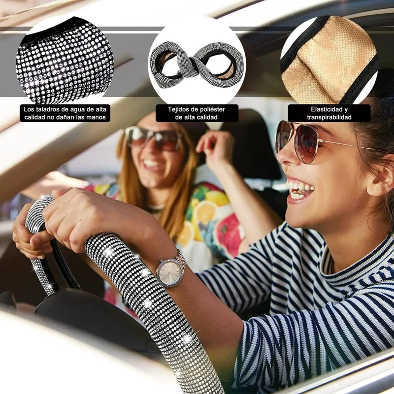 FUNDA VOLANTE DIAMANTE 5 PIEZAS PARA COCHE - 5