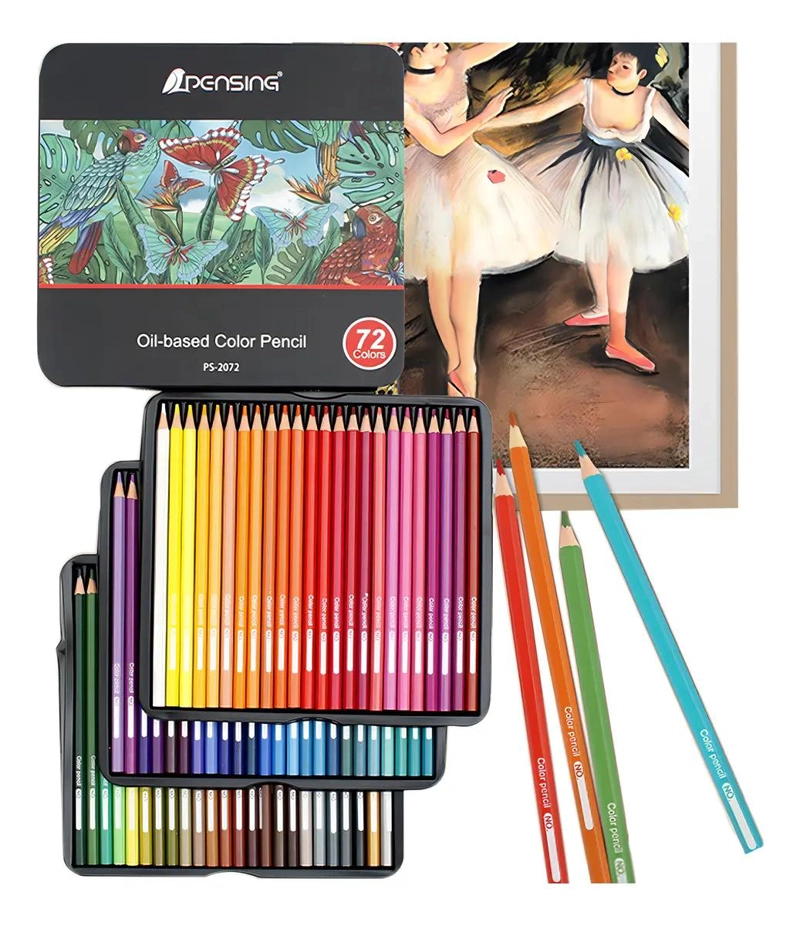 LAPICES DE COLORES ARTISTICOS 72 UNIDADES ESTUCHE METALIC - 1