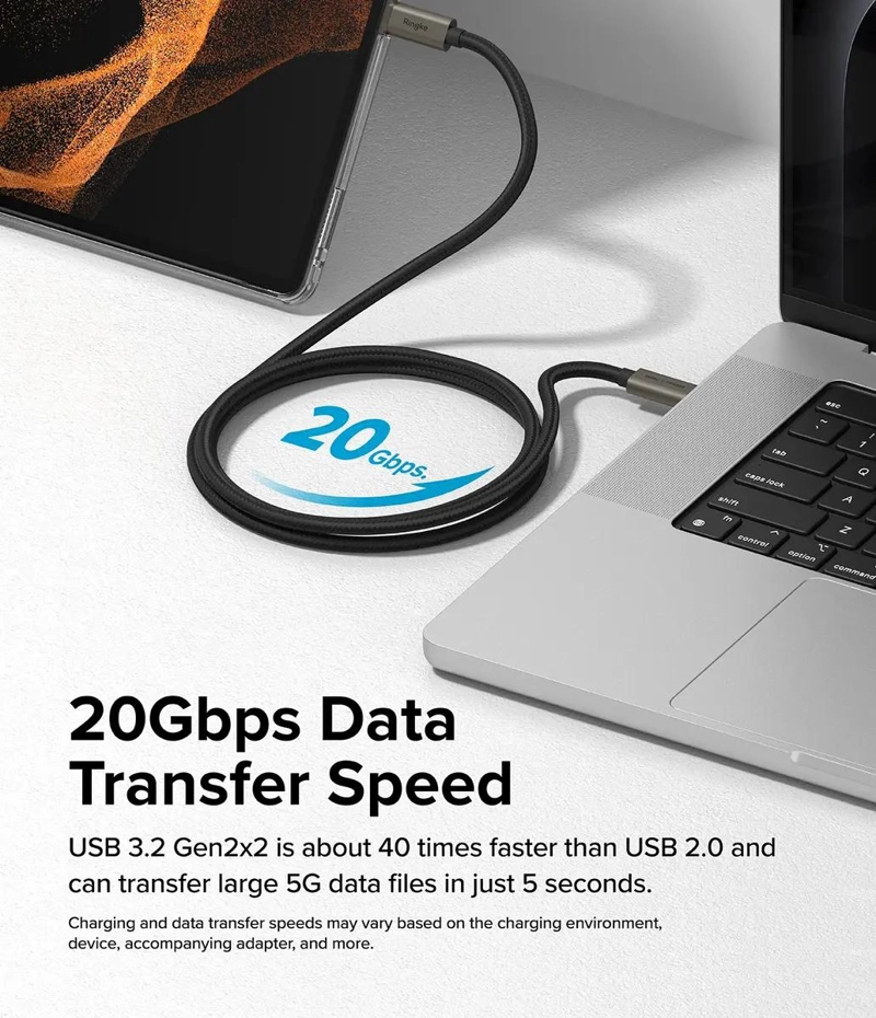 CABLE USB 3.2 GEN 2X2 TIPO C 2M 240W NEGRO - 5