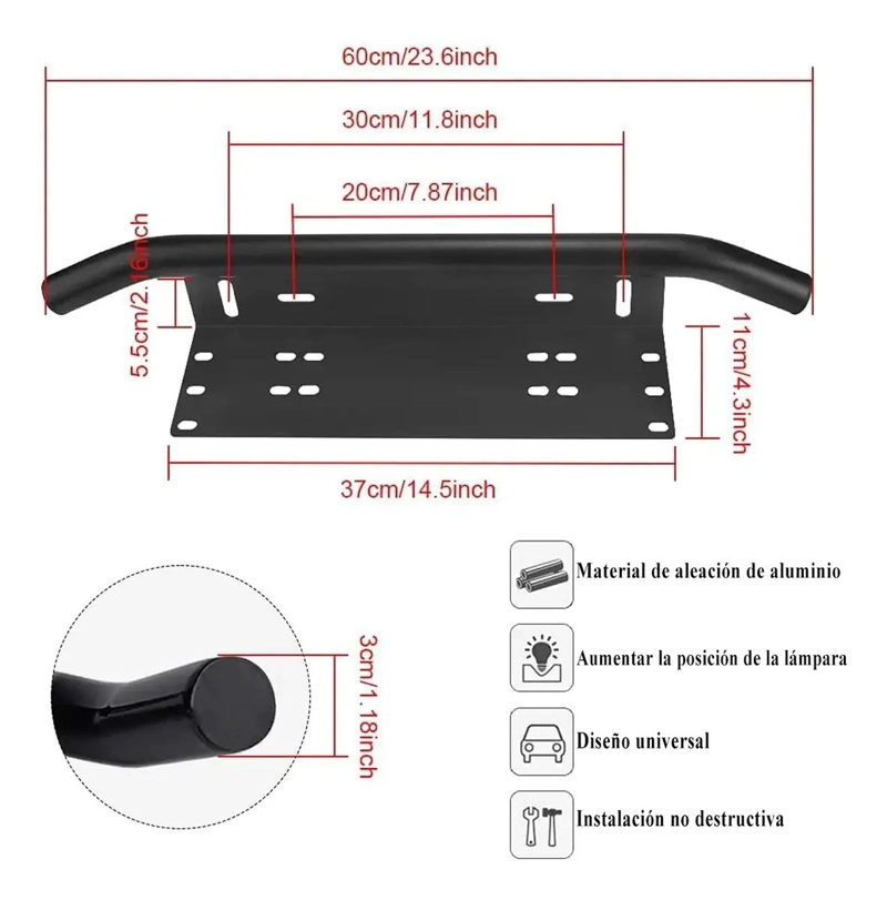 BASE SOPORTE PARA FOCOS Y BARRA LED - 2