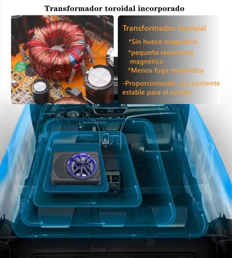 SUBWOOFER AMPLIFICADO 10 PULGADAS 800W PARA CARROS - 3
