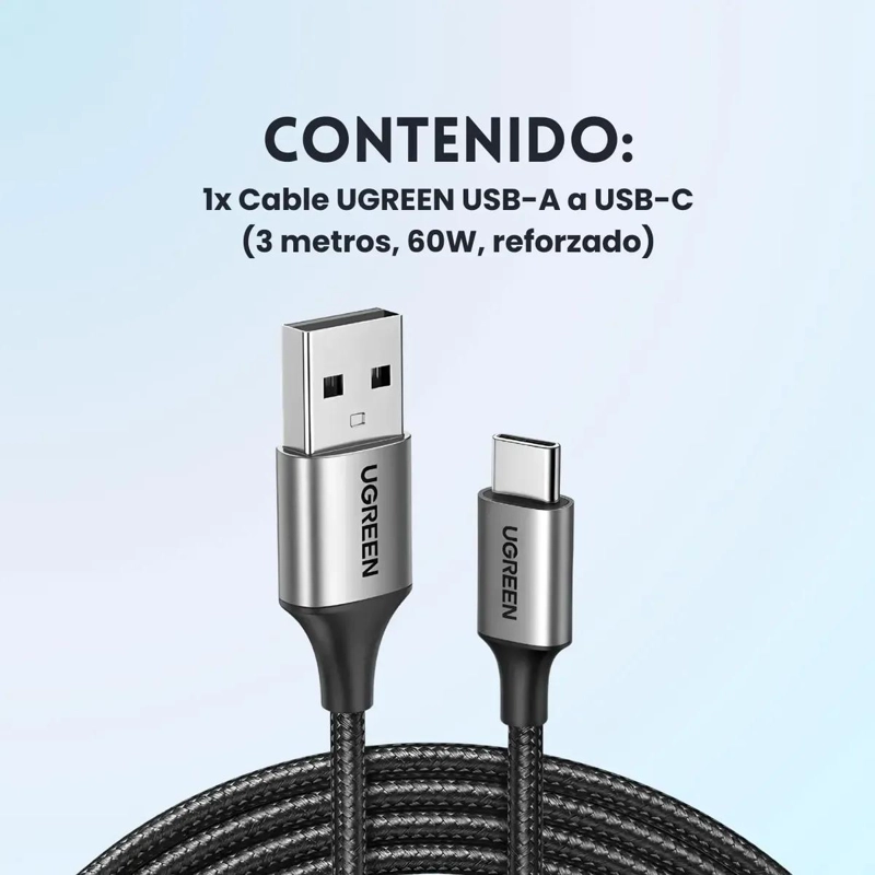 CABLE CARGA RAPIDA USB TIPO C 60W 3 METROS - 2