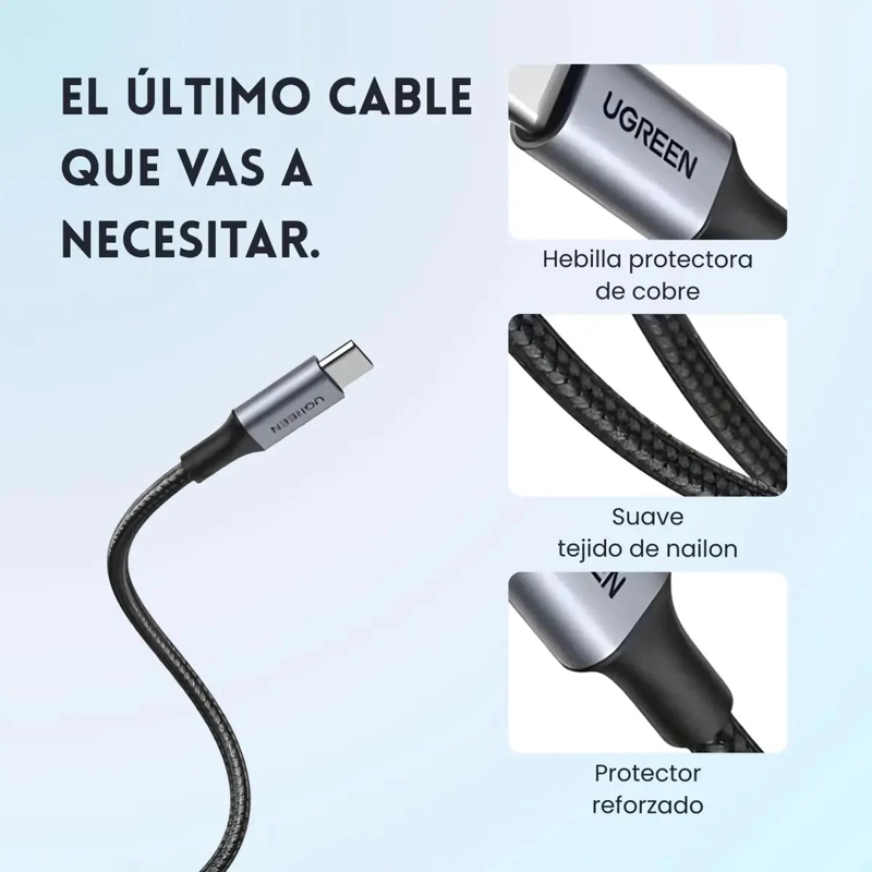 CABLE CARGA RAPIDA USB TIPO C 60W 3 METROS - 5