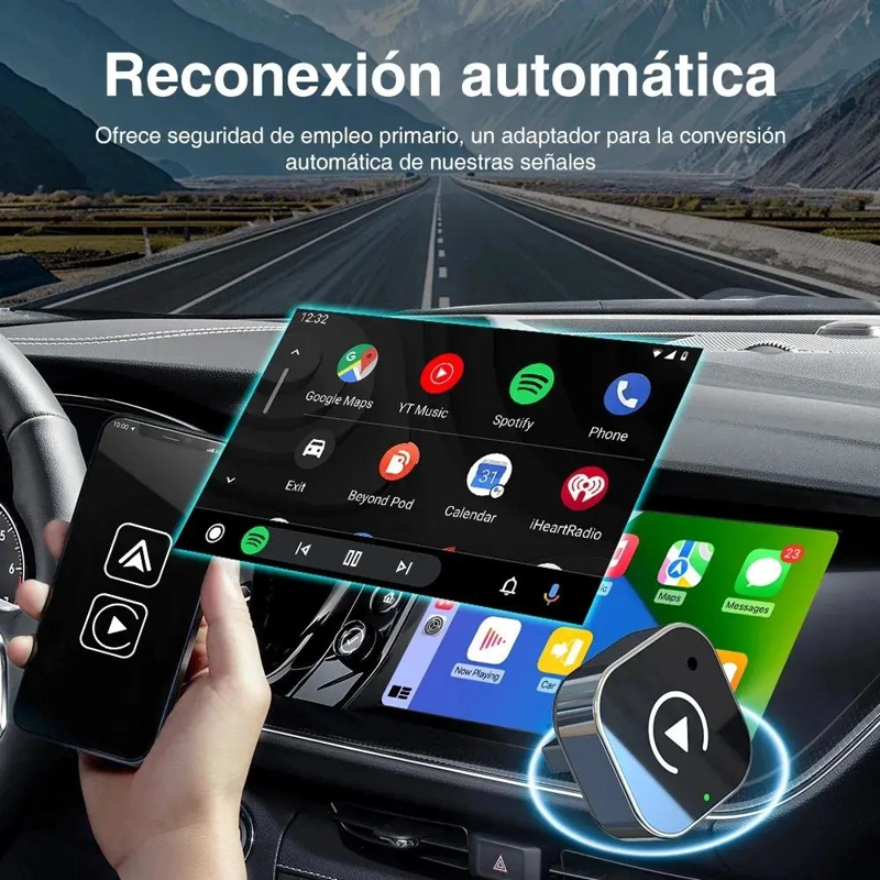 ADAPTADOR INALAMBRICO CAR PLAY Y ANDROID AUTO 2 EN 1 - 2