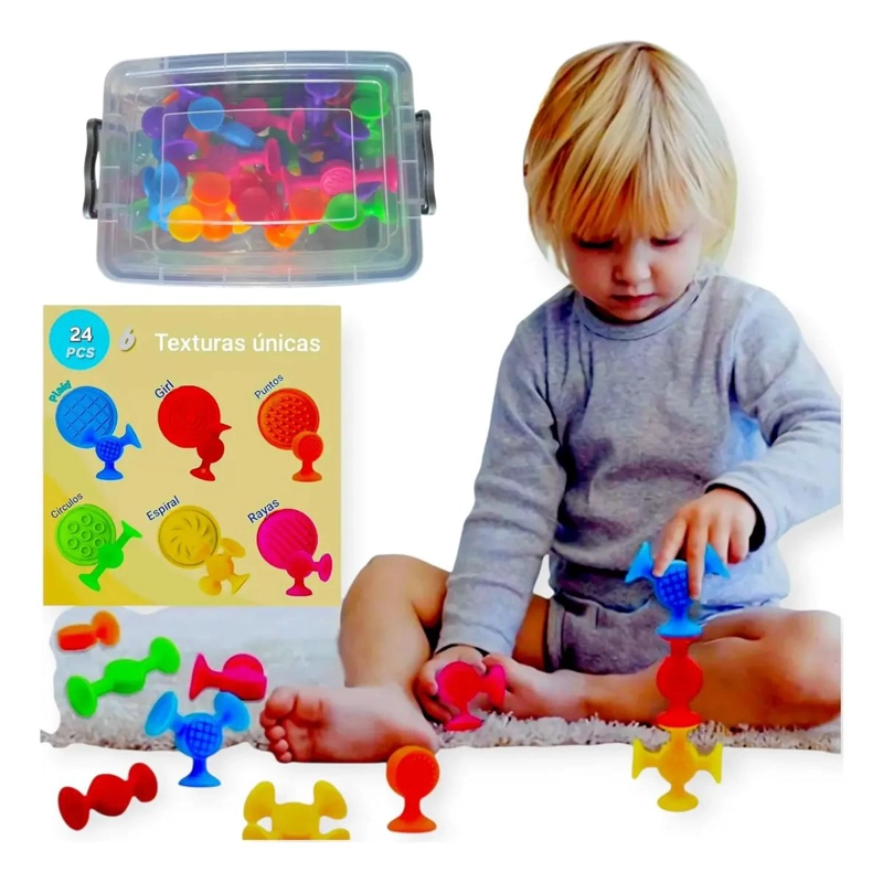 JUGUETE SENSORIAL TEXTURIZADO CON VENTOSAS 24 PIEZAS - 1