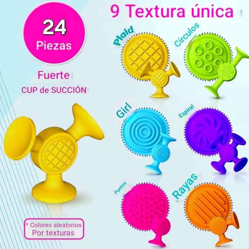JUGUETE SENSORIAL TEXTURIZADO CON VENTOSAS 24 PIEZAS - 2