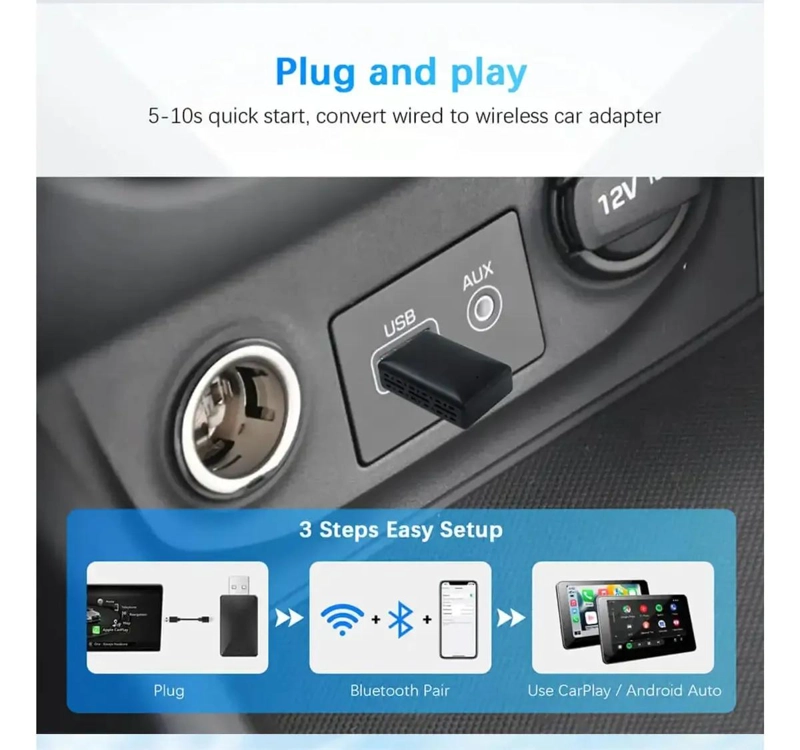 ADAPTADOR INALAMBRICO CARPLAY Y ANDROID AUTO - 3
