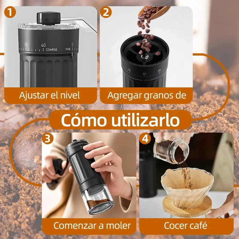 MOLINILLO MANUAL PARA CAFE  CON MUELAS DE CERAMICA COLOR NEGRO - 4