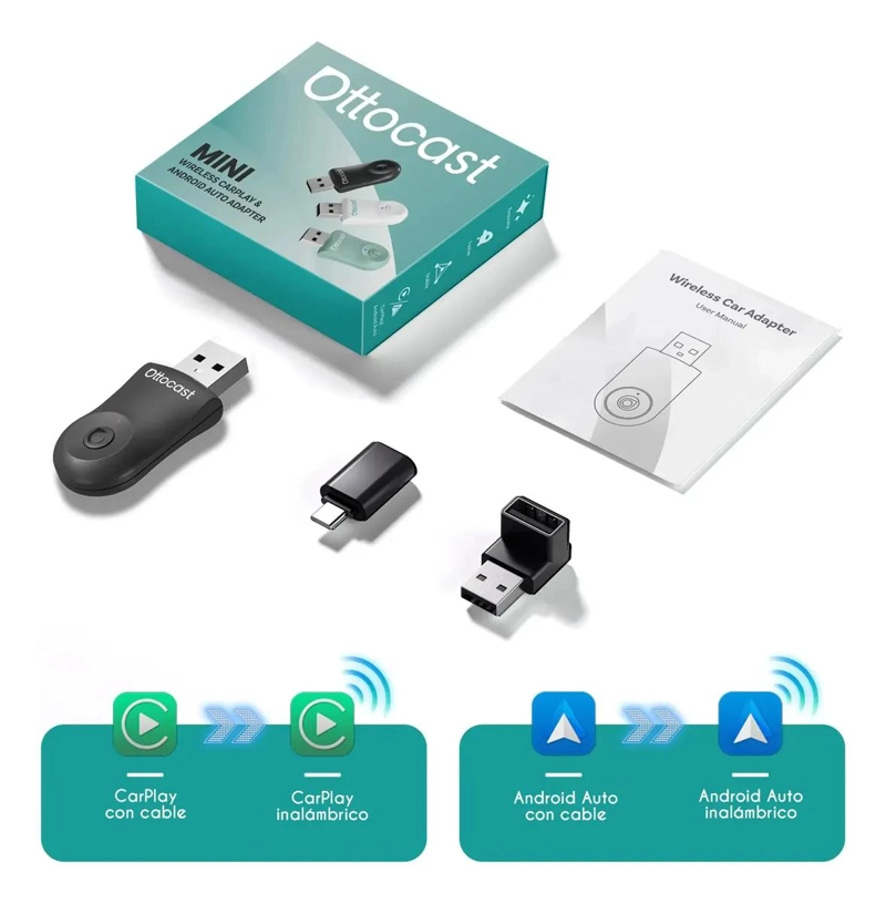 ADAPTADOR INALAMBRICO 2 EN 1 USB CARPLAY ANDROID AUTO - 2