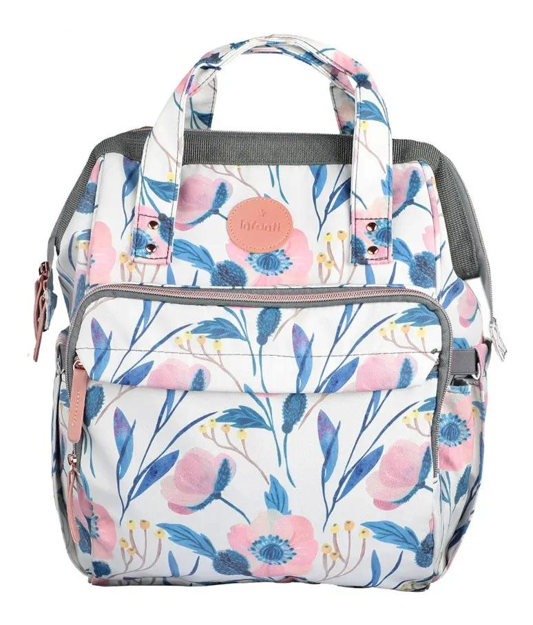 MOCHILA PAÑALERA FLORAL COLOR BLANCO - 2