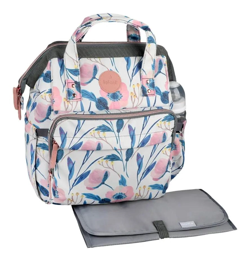 MOCHILA PAÑALERA FLORAL COLOR BLANCO - 4