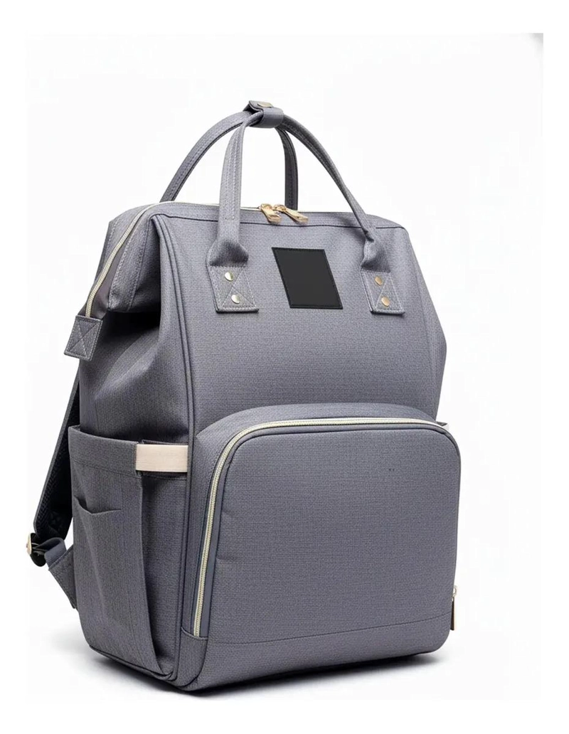 BOLSO MOCHILA MATERNAL PAÑALERA COLOR GRIS - 1
