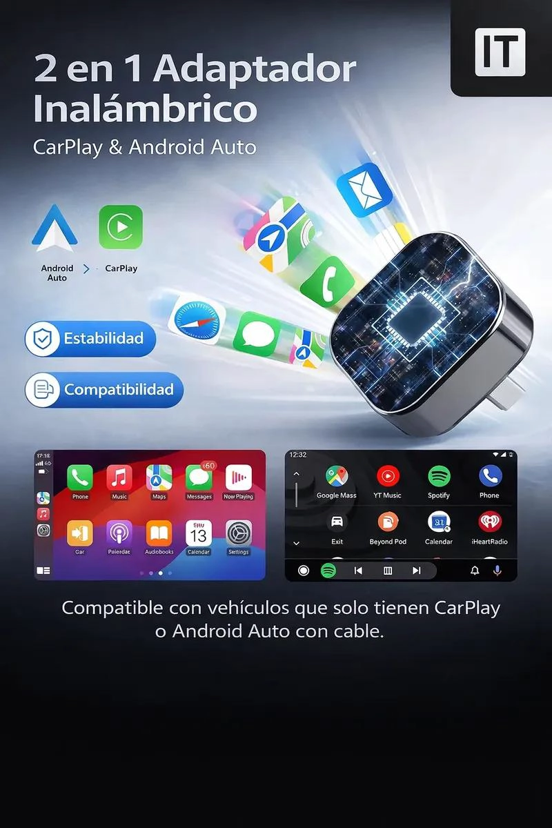 ADAPTADOR BLUETOOTH INALAMBRICO PARA CARPLAY Y ANDROID - 2