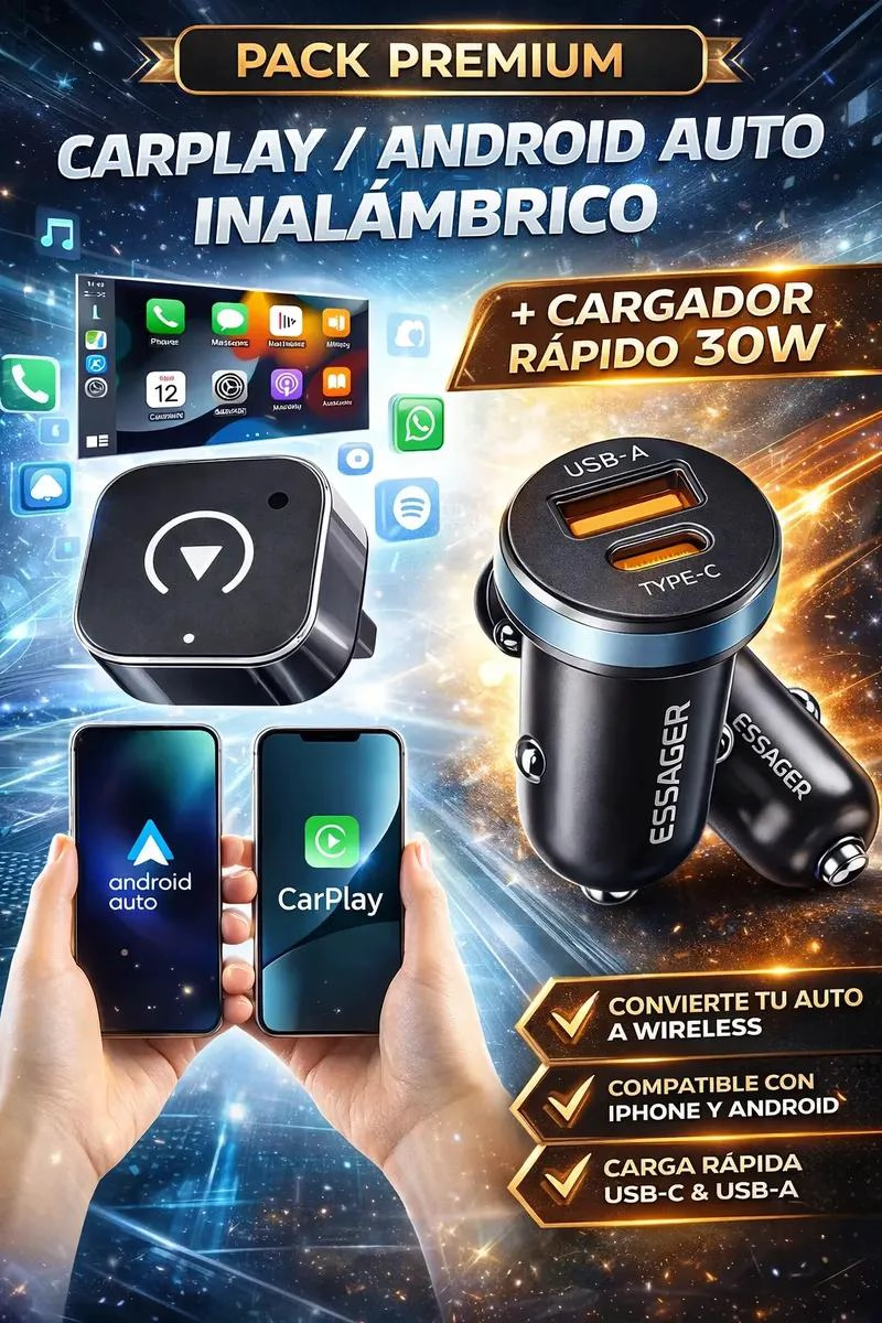 ADAPTADOR CARPLAY ANDROID INALAMBRICO Y CARGADOR - 2