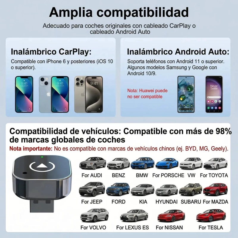 ADAPTADOR INALAMBRICO 2 EN 1 CARPLAY Y ANDROID - 4