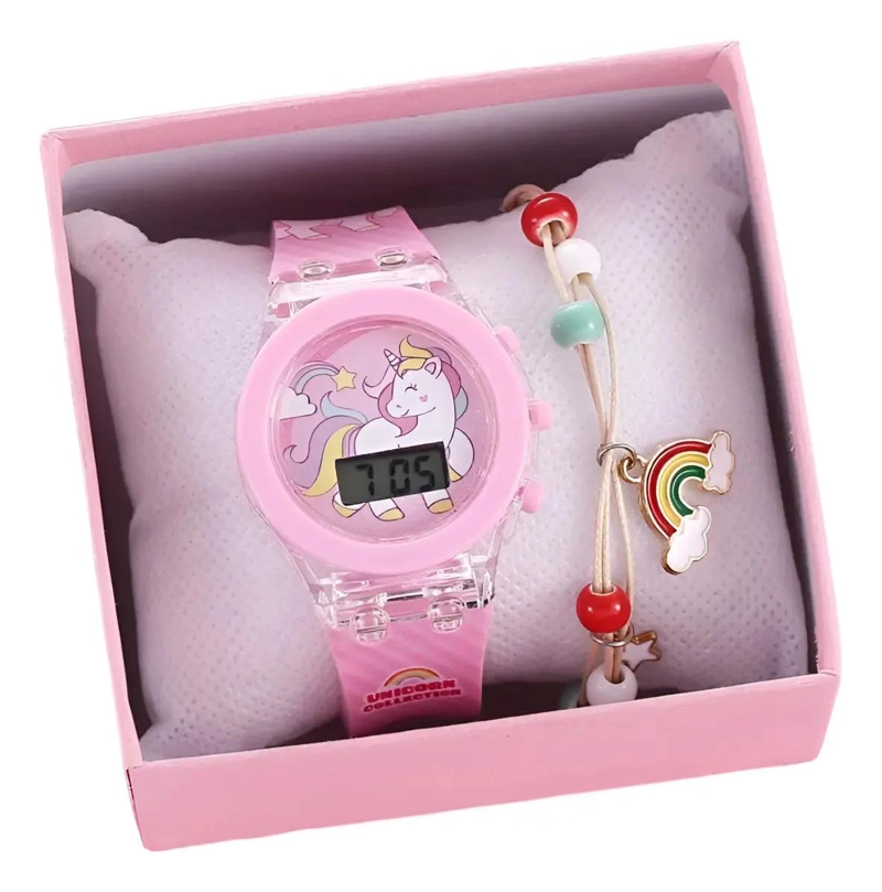 RELOJ UNICORNIO CON PULSERA Y CAJA DE REGALO - 1