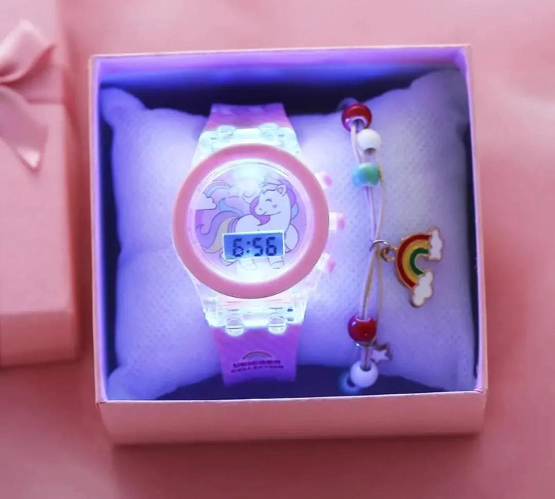 RELOJ UNICORNIO CON PULSERA Y CAJA DE REGALO - 5