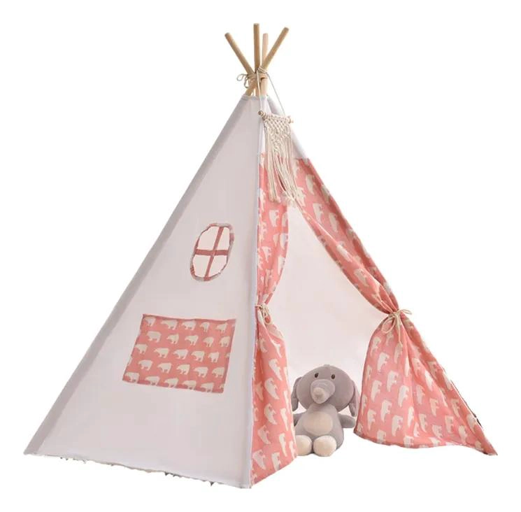 CARPA TIPI INFANTIL 160 CM OSO ROSADO - 1