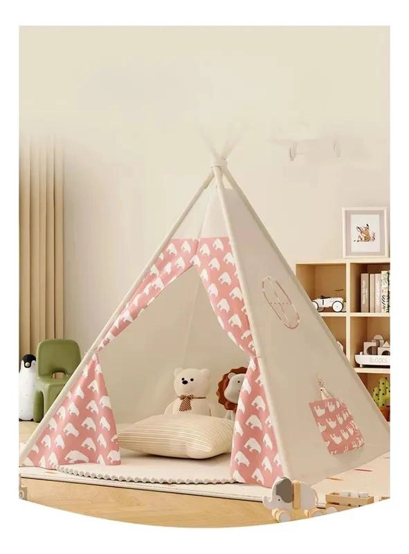 CARPA TIPI INFANTIL 160 CM OSO ROSADO - 3
