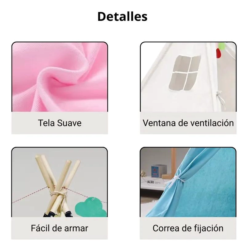 CARPA TIPI INFANTIL 160 CM OSO ROSADO - 5