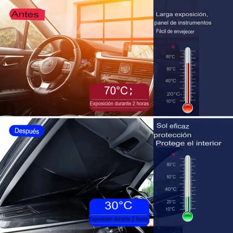 PARASOL PLEGABLE PROTECTOR SOLAR PARA AUTO - 9
