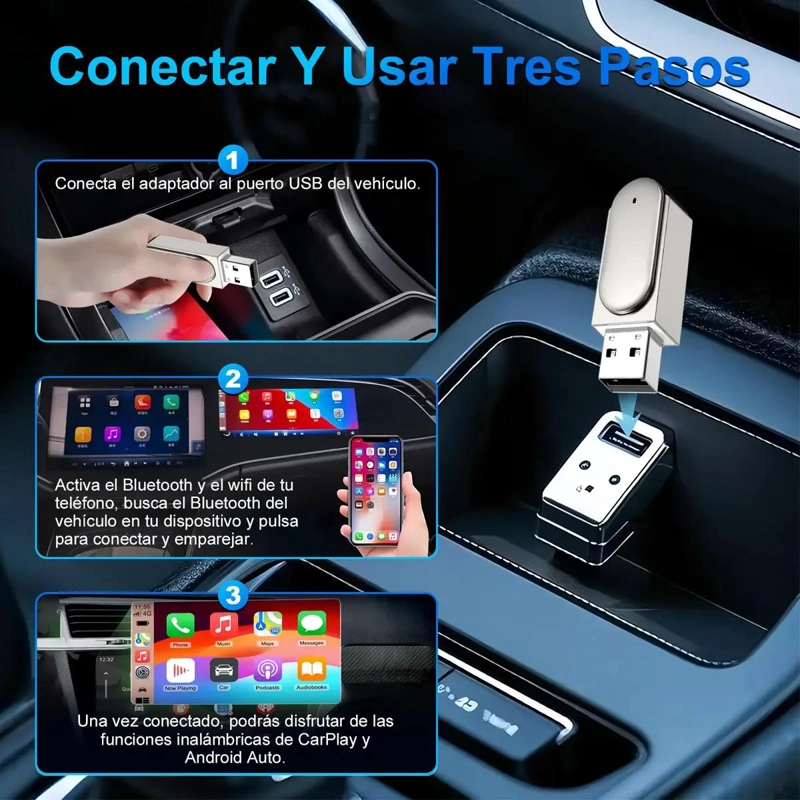 ADAPTADOR INALAMBRICO 2 EN 1 PARA CARPLAY Y ANDROID - 3