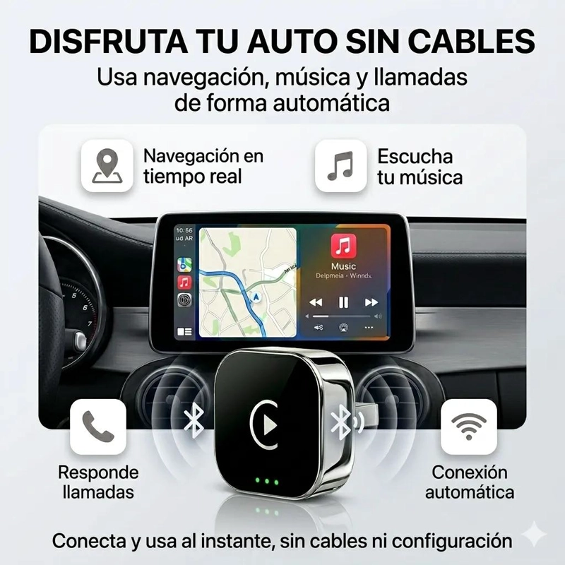 ADAPTADOR INALAMBRICO CARPLAY ANDROID AUTO BLUETOOTH - 4