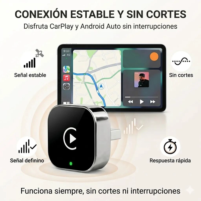 ADAPTADOR INALAMBRICO CARPLAY ANDROID AUTO BLUETOOTH - 5