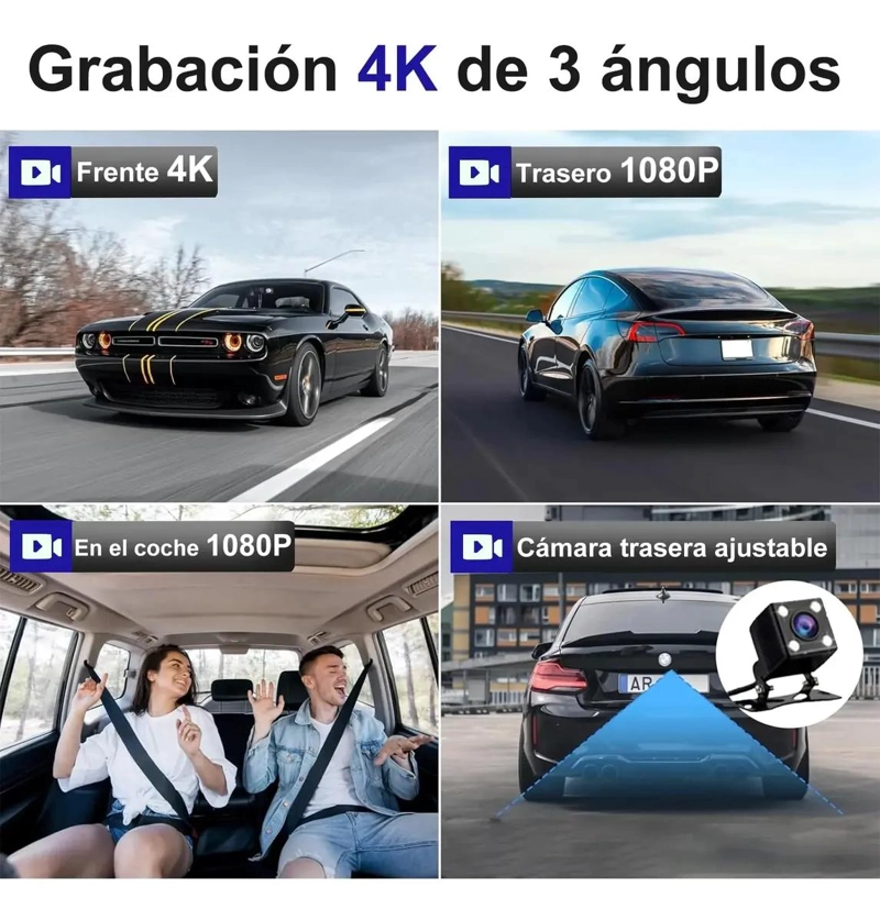 CAMARA VEHICULAR 1080P GRABACION TRIPLE DVR - 7