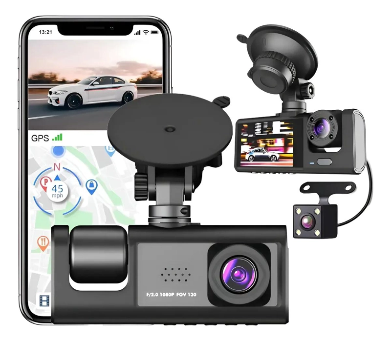 CAMARA VEHICULAR 1080P GRABACION TRIPLE DVR - 9
