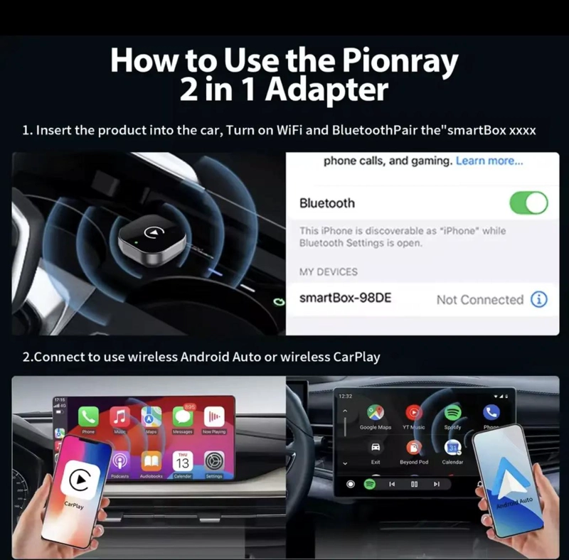 ADAPTADOR INALAMBRICO CARPLAY Y ANDROID AUTO - 3