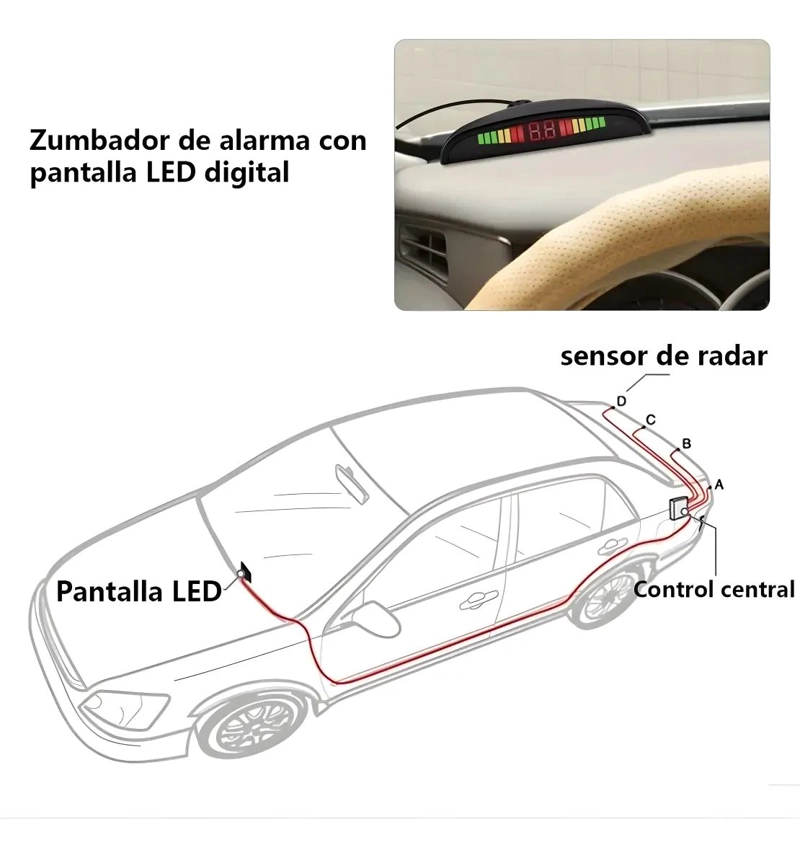 SENSOR DE RETROCESO CON DISPLAY Y ALARMA - 2