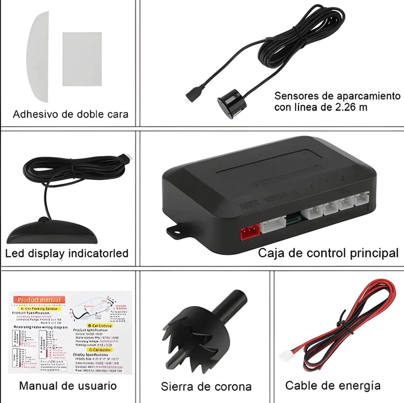 SENSOR DE RETROCESO CON DISPLAY Y ALARMA - 5