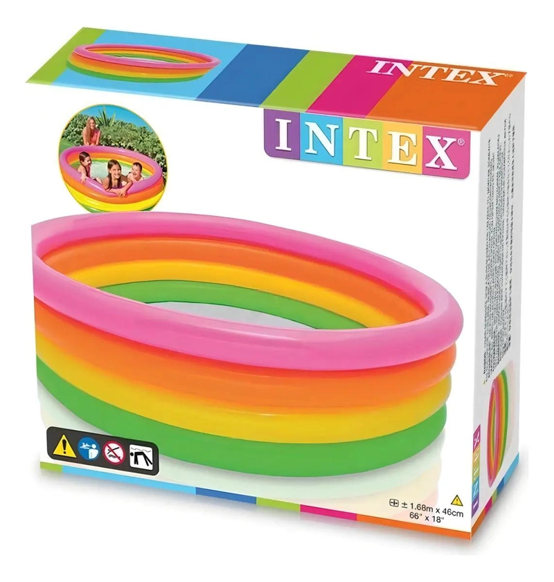 PISCINA INFLABLE REDONDA 1.68M X 46CM ARCOIRIS - 2