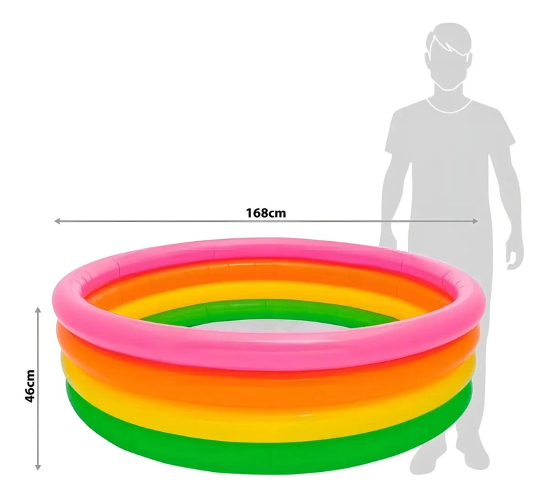 PISCINA INFLABLE REDONDA 1.68M X 46CM ARCOIRIS - 4