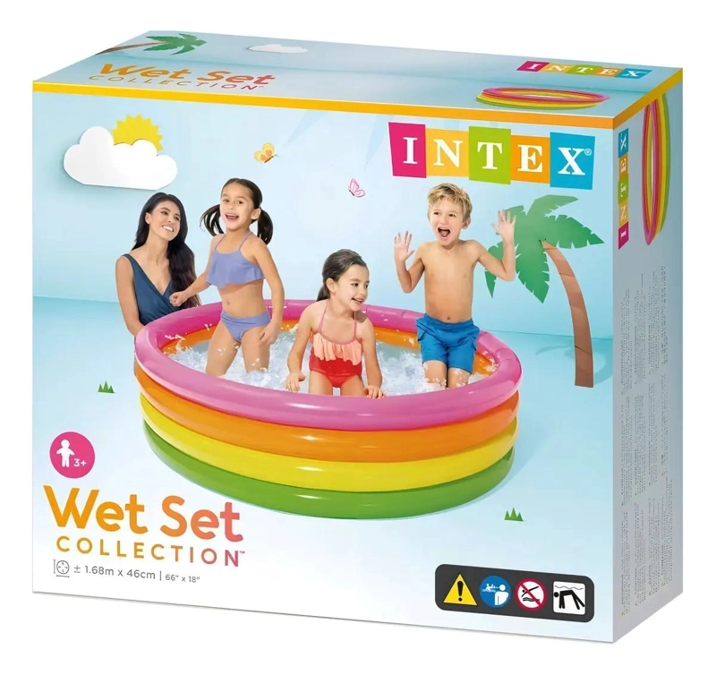 PISCINA INFLABLE REDONDA 1.68M X 46CM ARCOIRIS - 5