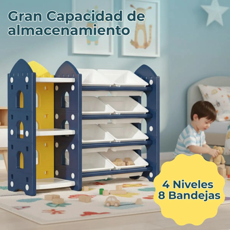 MUEBLE ORGANIZADOR INFANTIL 8 CONTENEDORES AZUL - 3