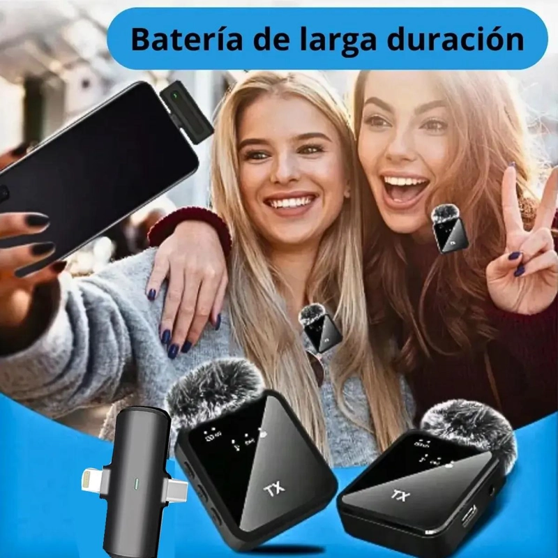 PACK 2 MICROFONOS INALAMBRICOS DUAL PARA MOVILES - 4