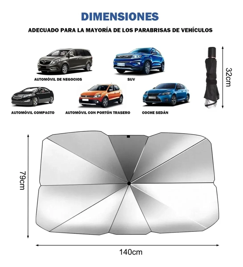 QUITASOL TIPO SOMBRILLA PARA AUTO CUBRE SOL - 10