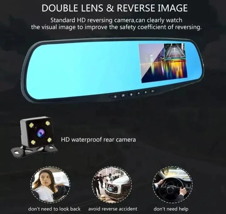CAMARA DE AUTO ESPEJO RETROVISOR Y RETROCESO - 6