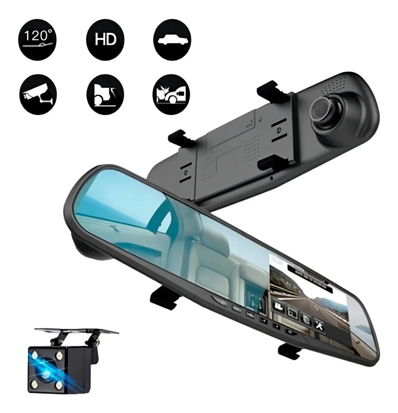 CAMARA DE AUTO ESPEJO RETROVISOR Y RETROCESO - 8