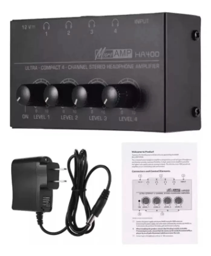 AMPLIFICADOR DE AUDIFONOS COMPACTO 4 CANALES - 2