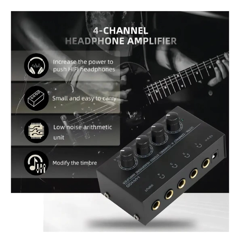 AMPLIFICADOR DE AUDIFONOS COMPACTO 4 CANALES - 3