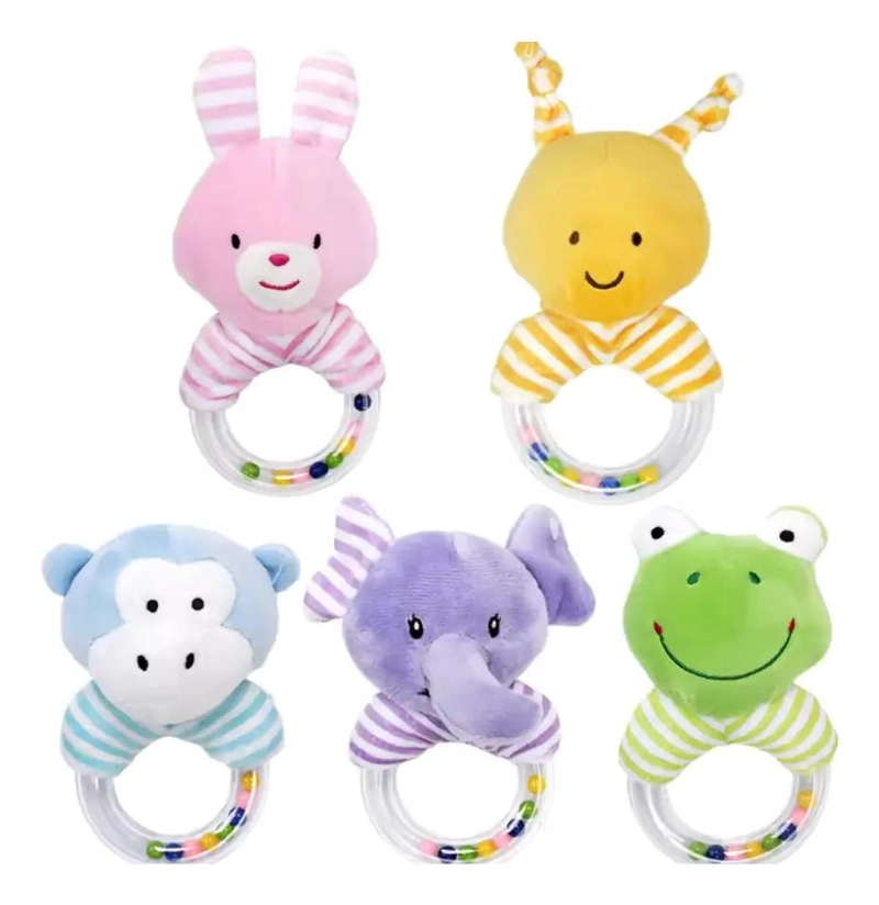 SET DE 5 PELUCHES DE FELPA CON SONAJEROS - 1
