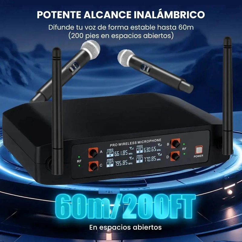 MICROFONO INALAMBRICO PROFESIONAL 4 CANALES - 5