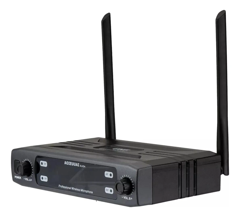 MICROFONO INALAMBRICO UHF 2 CANALES COLOR NEGRO - 2