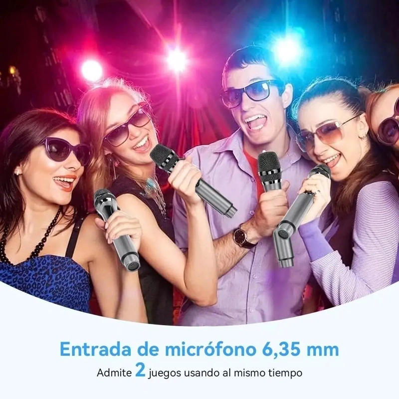 MICROFONO INALAMBRICO KARAOKE DOBLE COLOR GRIS - 2